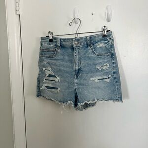 American Eagle High Waisted Next-Level Stretch Distressed Denim Shorts